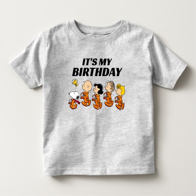 Camiseta De Bebé Personalizado Peanuts | Cumpleaños espacial (Anverso)