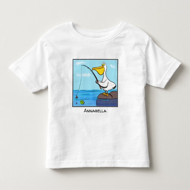 Camiseta De Bebé Personalizado pelícano de pesca divertida (Anverso)