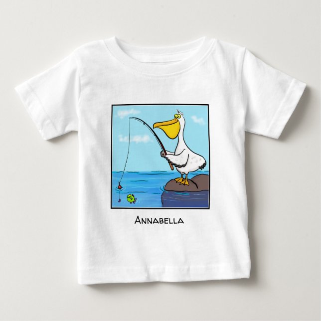 Camiseta De Bebé Personalizado pelícano de pesca divertida (Anverso)