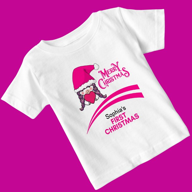 Camiseta De Bebé Personalizado Primera Navidad, Feliz Navidad (Subido por el creador)