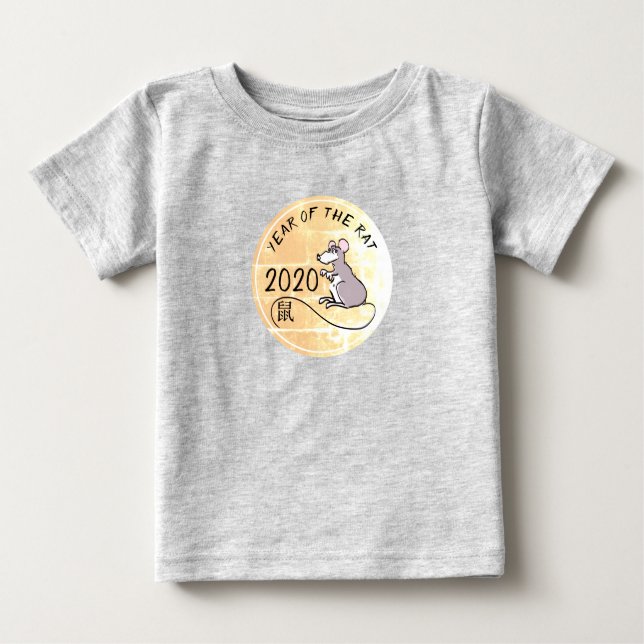 Camiseta De Bebé Personalizado Rat China Año Nuevo 2020 Baby Tee (Anverso)
