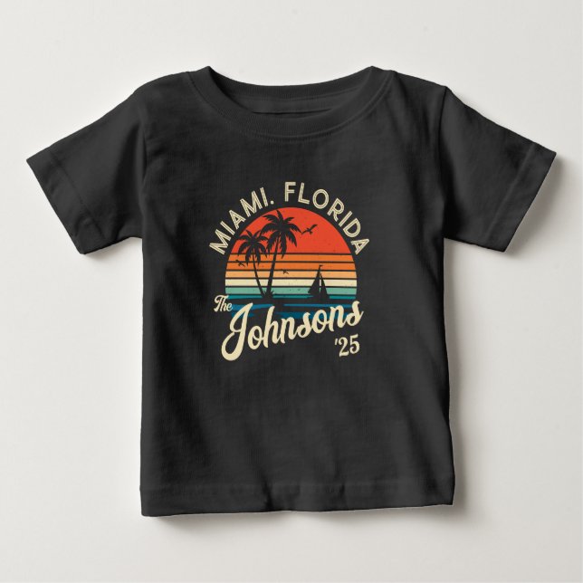 Camiseta De Bebé Personalizado Retro Sunset Family Beach Mateo (Anverso)