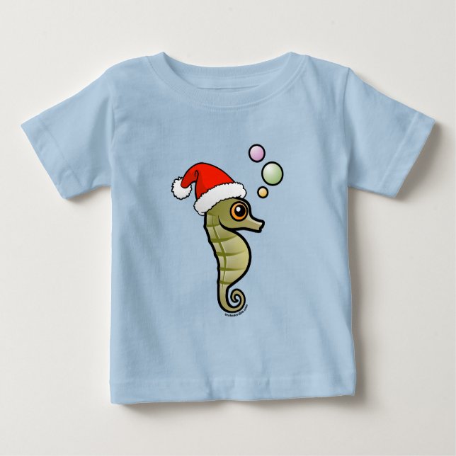 Camiseta De Bebé Personalizado Seahorse Santa (Anverso)