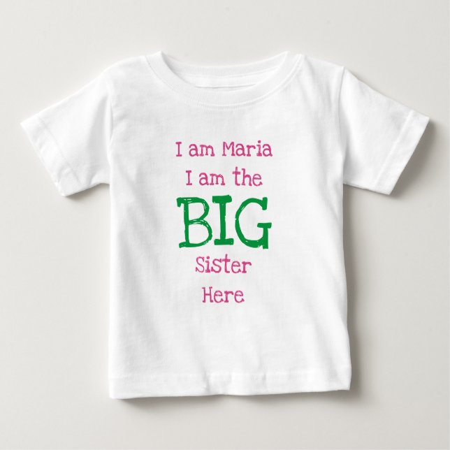 Camiseta De Bebé Personalizado soy la hermana mayor (Anverso)