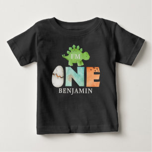 Camiseta De Bebé Personalizado Soy un dinosaurio primer cumpleaños 