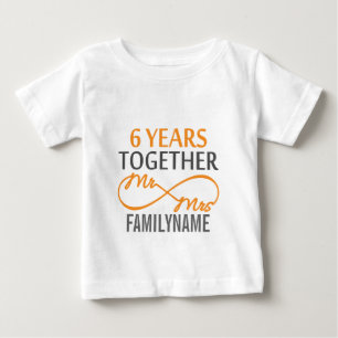 Camiseta De Bebé Personalizado Sr. y Sra. 6º aniversario