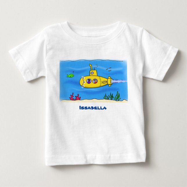 Camiseta De Bebé Personalizado submarino feliz (Anverso)