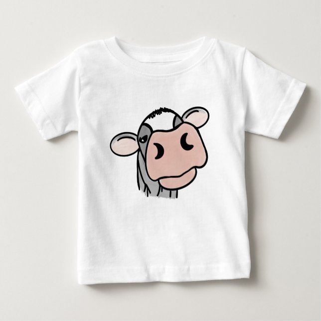 Camiseta De Bebé personalizado vaca lechera blanco negro rosa besar (Anverso)