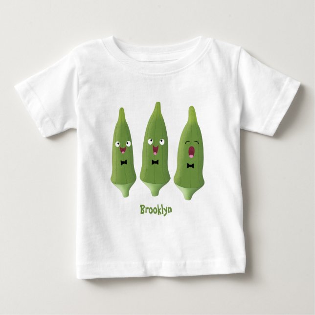 Camiseta De Bebé Personalizado vegetal de okra cantante (Anverso)