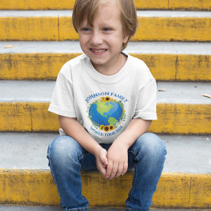Camiseta De Bebé Personalizado World Travel Sunflowers Earth Cute V