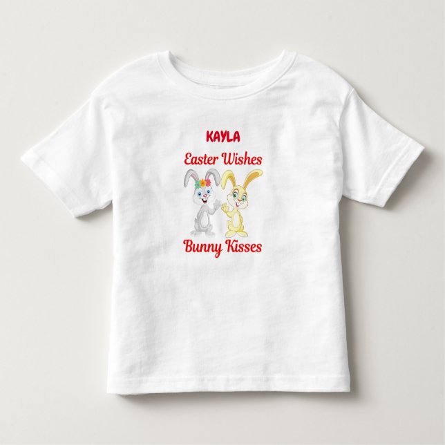 CAMISETA DE BEBÉ PERSONALIZADOS "DESEOS MÁS FÁCILES, BUNNY KISSES" (Anverso)