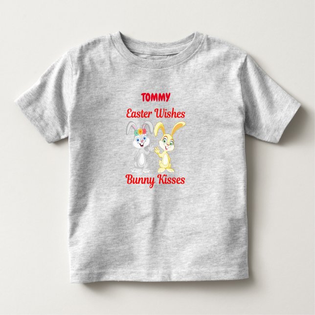 CAMISETA DE BEBÉ PERSONALIZADOS "DESEOS MÁS FÁCILES, BUNNY KISSES" (Anverso)