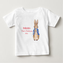 Camiseta De Bebé Personalizar a la primera Navidad Peter el conejo