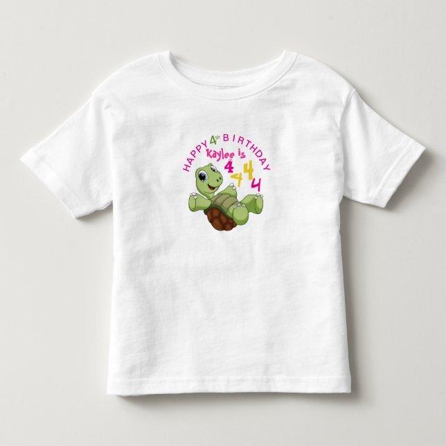 Camiseta De Bebé PERSONALIZAR a la tortuga dulce cumpleaños del Chi (Anverso)