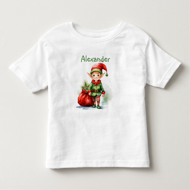 Camiseta De Bebé Personalizar a los Navidades de nombre con saco de (Anverso)