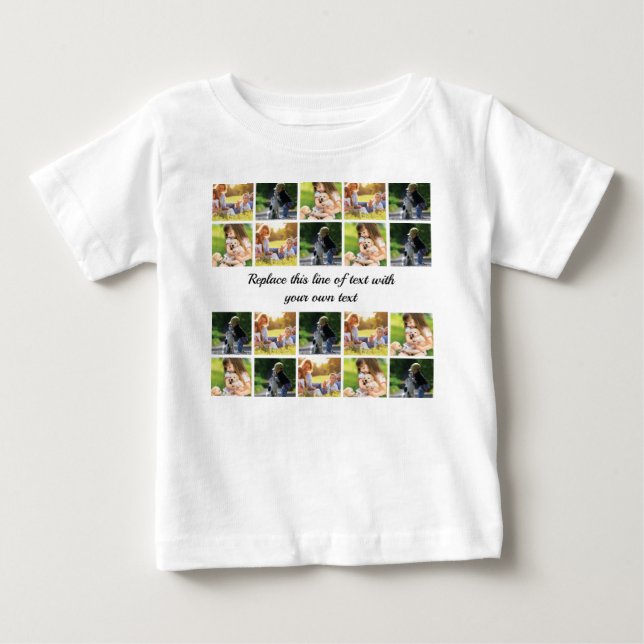 Camiseta De Bebé Personalizar el collage de fotografías y el texto (Anverso)