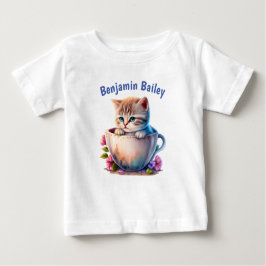 Camiseta De Bebé Personalizar el gatito en una taza de té