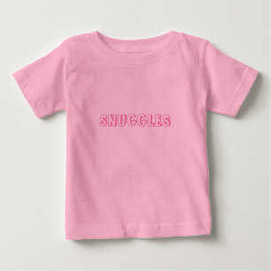 Camiseta De Bebé Personalizar "Huggles" nombre o luz de texto rosa