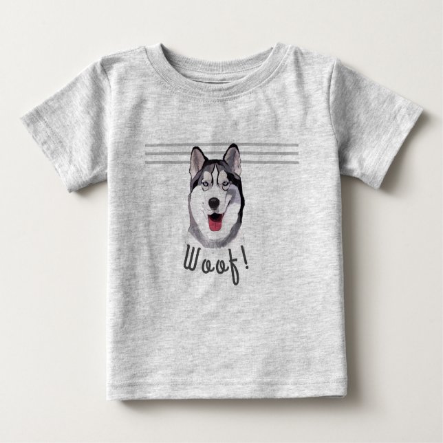 Camiseta De Bebé Personalizar mensaje Siberian Husky (Anverso)