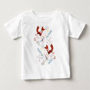 Camiseta De Bebé Personalizar Patrón de zorro moderno del bosque