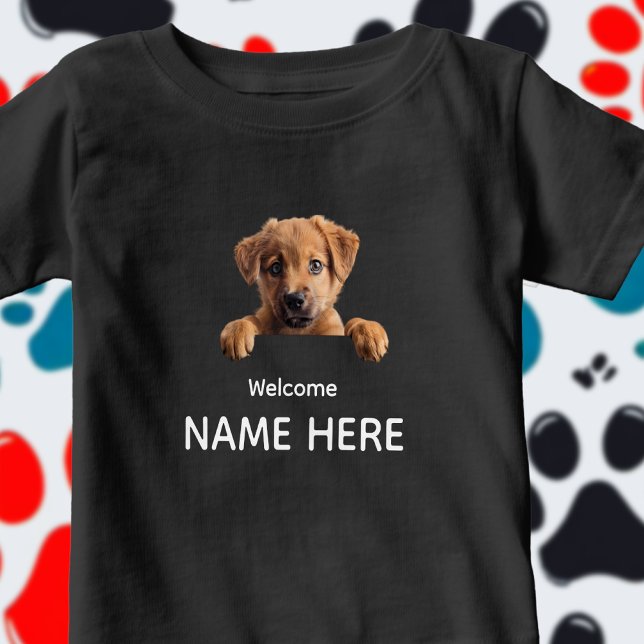 Camiseta De Bebé Personalize Cute Welcome Puppy  (Subido por el creador)