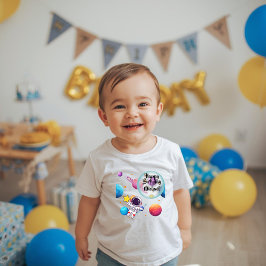 Camiseta De Bebé Personalized Astronaut & Planets Birthday T-Shirt