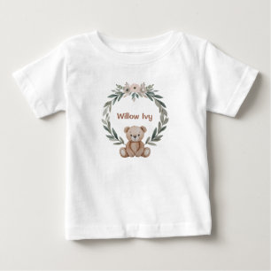 Camiseta De Bebé Personalized baby t-shirt with teddy bear