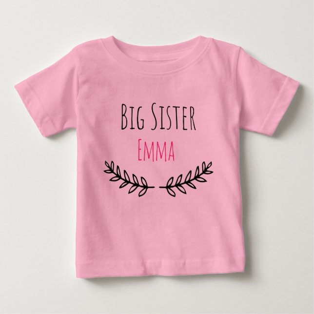 Camiseta De Bebé Personalized Big Sister with name (Anverso)