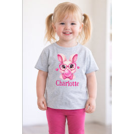 Camiseta De Bebé Personalized Cute Pink Bunny Toddler Girl T-Shirt 