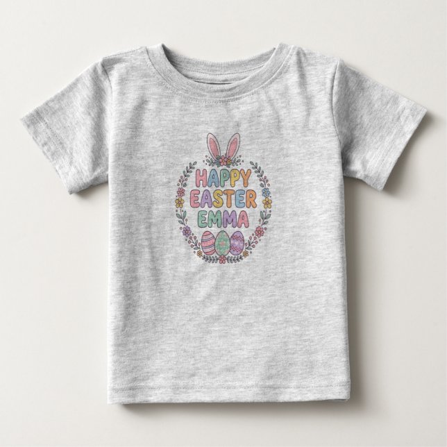 Camiseta De Bebé Personalized Easter Bunny Kids Shirt – Custom Name (Anverso)