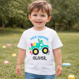 Camiseta De Bebé Personalized “Eggs Crusher” Monster Truck Easter 
