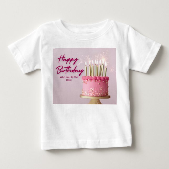 Camiseta De Bebé Personalized Elegant Birthday Greeting Card with P (Anverso)
