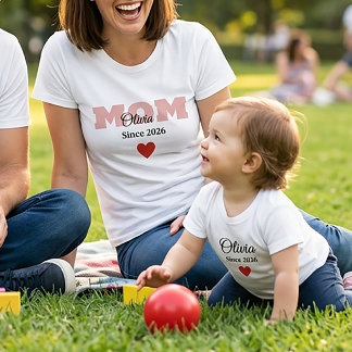 Camiseta De Bebé Personalized Family Matching ,mom Dad Baby T-shirt