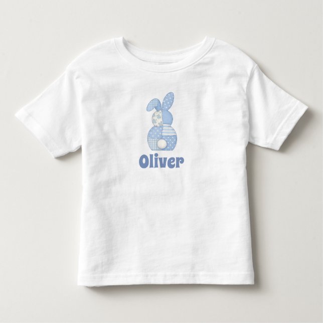 Camiseta De Bebé Personalized Faux Patchwork Bunny with Custom Name (Anverso)