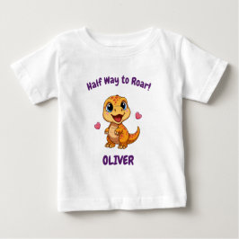 Camiseta De Bebé Personalized Halfway to One Dinosaur 6 Month
