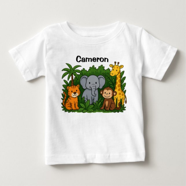 Camiseta De Bebé Personalized Jungle Animal Design  (Anverso)