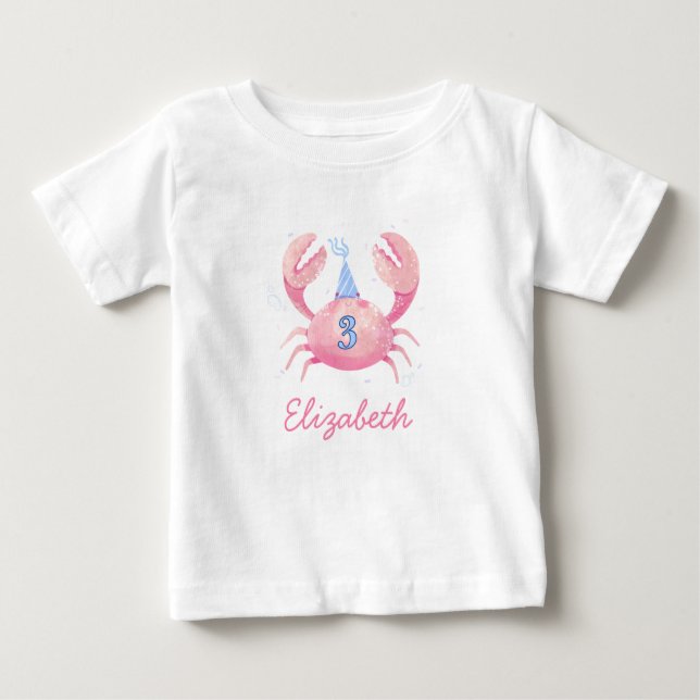 Camiseta De Bebé Personalized Kids Birthday T-Shirt, Custom Name  (Anverso)