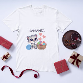 Camiseta De Bebé  Personalized Kitten & Yarn Baby Bodysuit