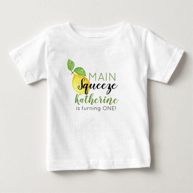 Camiseta De Bebé Personalized Lemon Birthday ONE t shirt (Anverso)