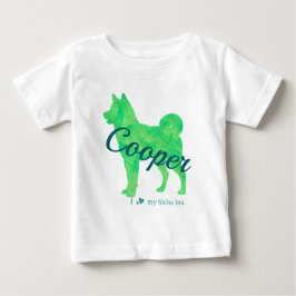 Camiseta De Bebé Personalized Pastel Green Shiba Inu T-Shirt 柴犬