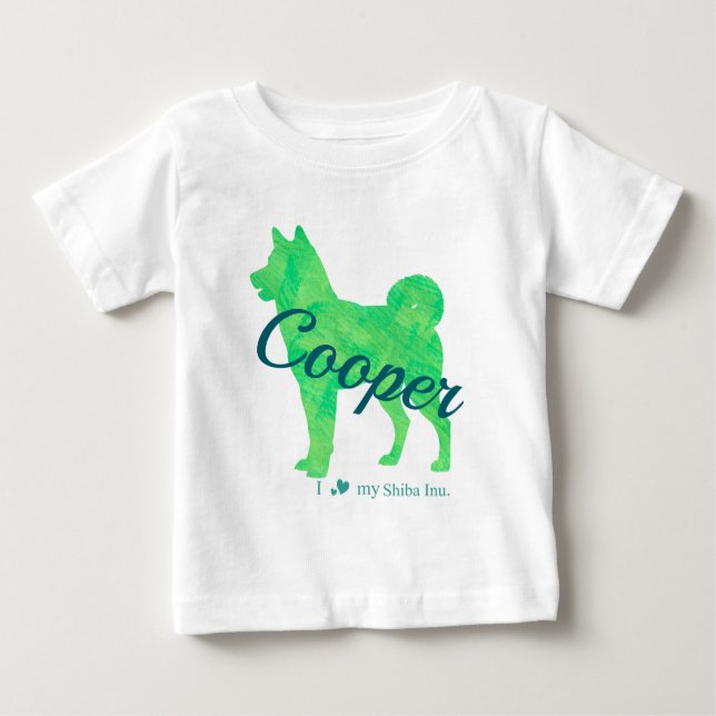 Camiseta De Bebé Personalized Pastel Green Shiba Inu T-Shirt 柴犬 (Anverso)