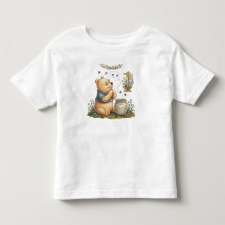 Camiseta De Bebé Personalized Pooh Watercolor First Birthday Baby T