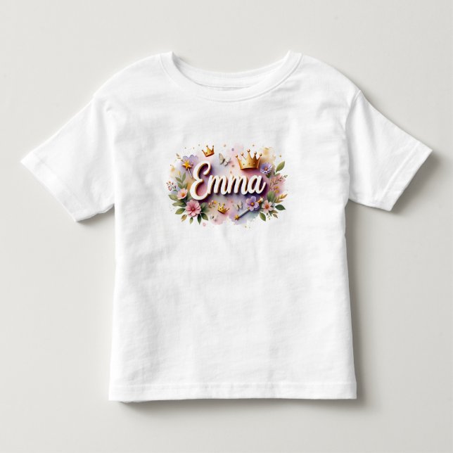 Camiseta De Bebé Personalized Princess Floral Kids T-Shirt (Anverso)