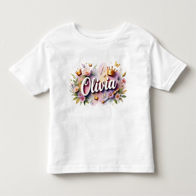 Camiseta De Bebé Personalized Princess Floral Kids T-Shirt (Anverso)
