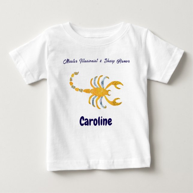 Camiseta De Bebé Personalized Scorpio “Master Illusionist” Toddler  (Anverso)