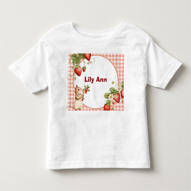 Camiseta De Bebé Personalized Strawberry & Little Mouse Toddler T-S (Anverso)