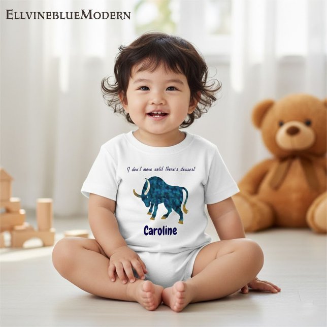 Camiseta De Bebé Personalized Taurus Gourmet & Grounded Toddler Art (Subido por el creador)