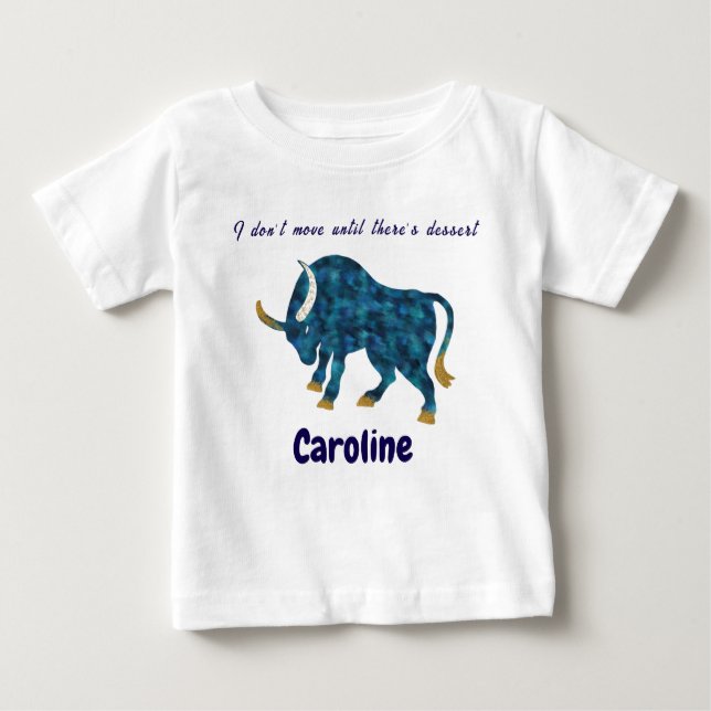 Camiseta De Bebé Personalized Taurus Gourmet & Grounded Toddler Art (Anverso)