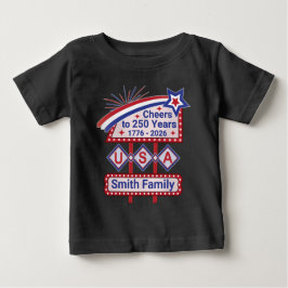 Camiseta De Bebé Personalized USA 250–Patriotic Retro Marquee