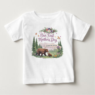 Camiseta De Bebé Personalized Woodland 1st Mother's Day Baby T-Shir